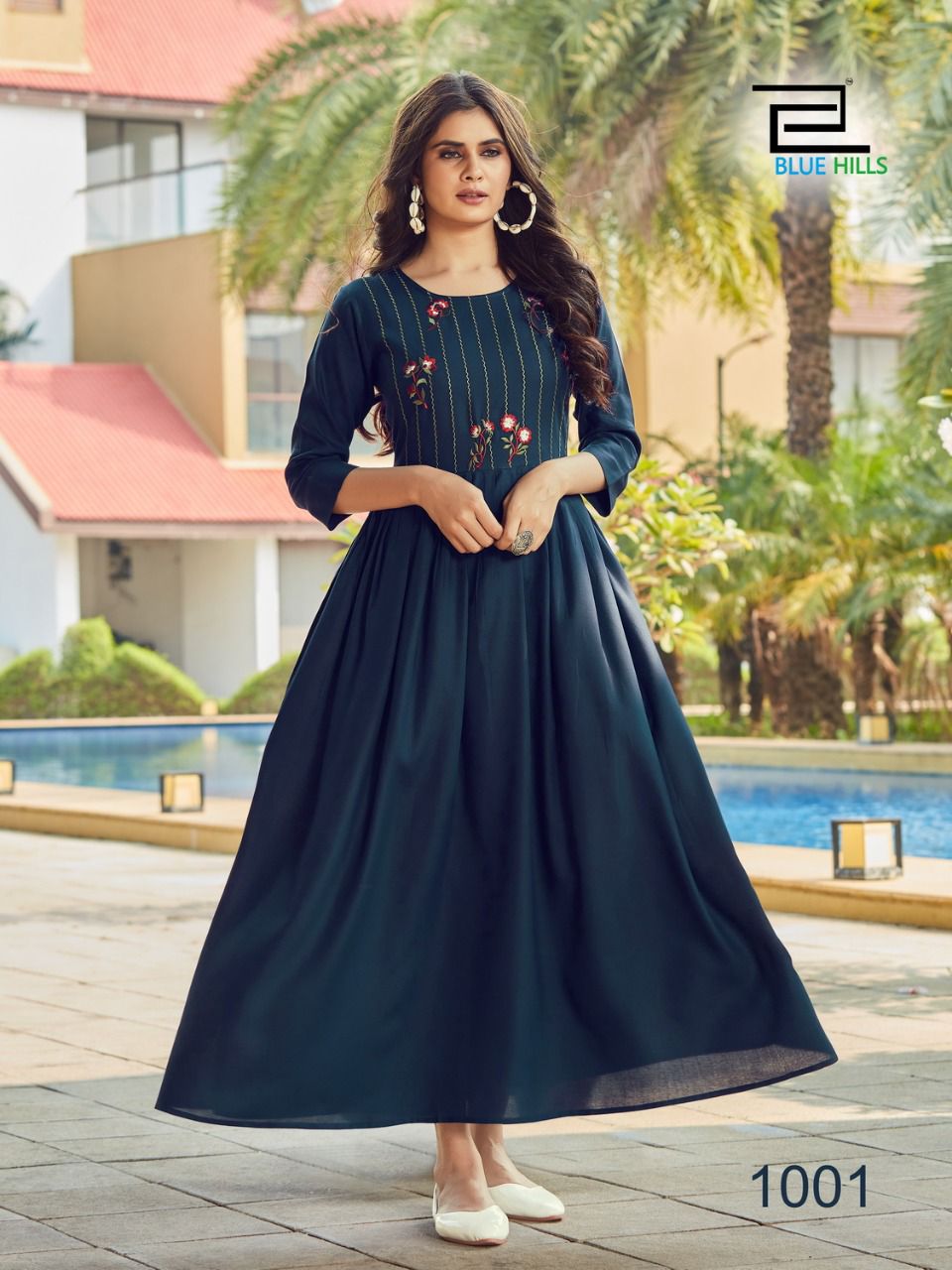 Blue Hills Eye Catching Ethnic Wear Long  Anaraklai  Kurti Catalog