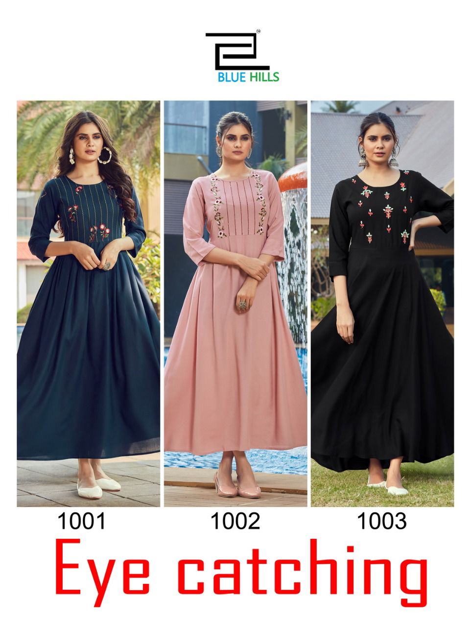 Blue Hills Eye Catching Ethnic Wear Long  Anaraklai  Kurti Catalog
