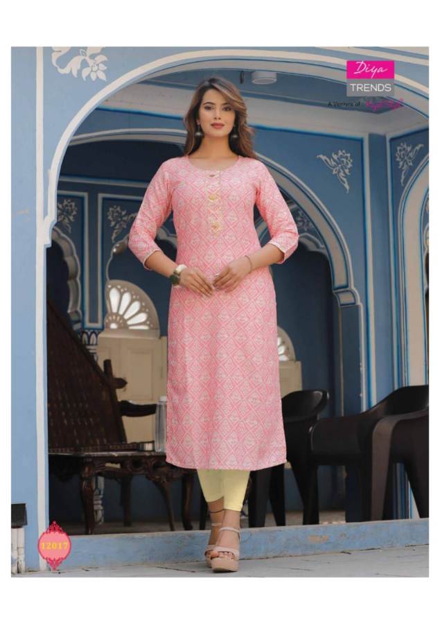 Diya Trends  Gardencity Vol 12 Capsule With Print Fancy Rayon Straight Cut Kurtis Catalog
