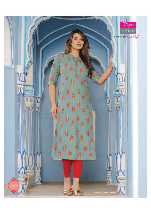 Diya Trends  Gardencity Vol 12 Capsule With Print Fancy Rayon Straight Cut Kurtis Catalog