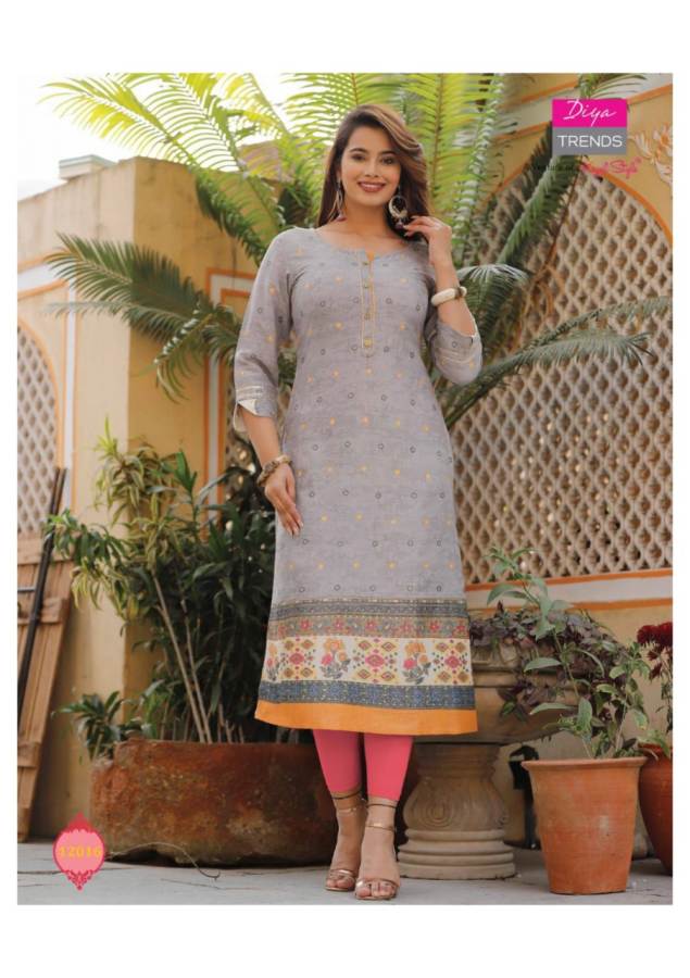 Diya Trends  Gardencity Vol 12 Capsule With Print Fancy Rayon Straight Cut Kurtis Catalog