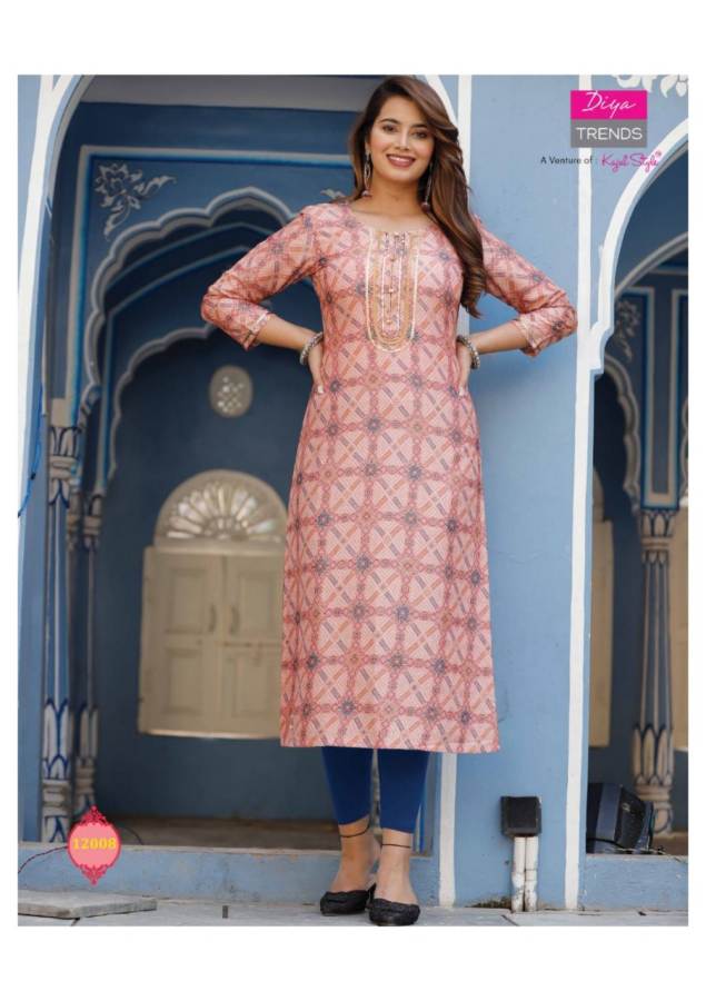 Diya Trends  Gardencity Vol 12 Capsule With Print Fancy Rayon Straight Cut Kurtis Catalog