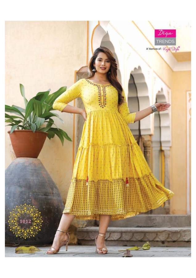 Diya Trends Groom Vol  1 Fancy Rayon Designer  Long Anarkali Kurti Catalog