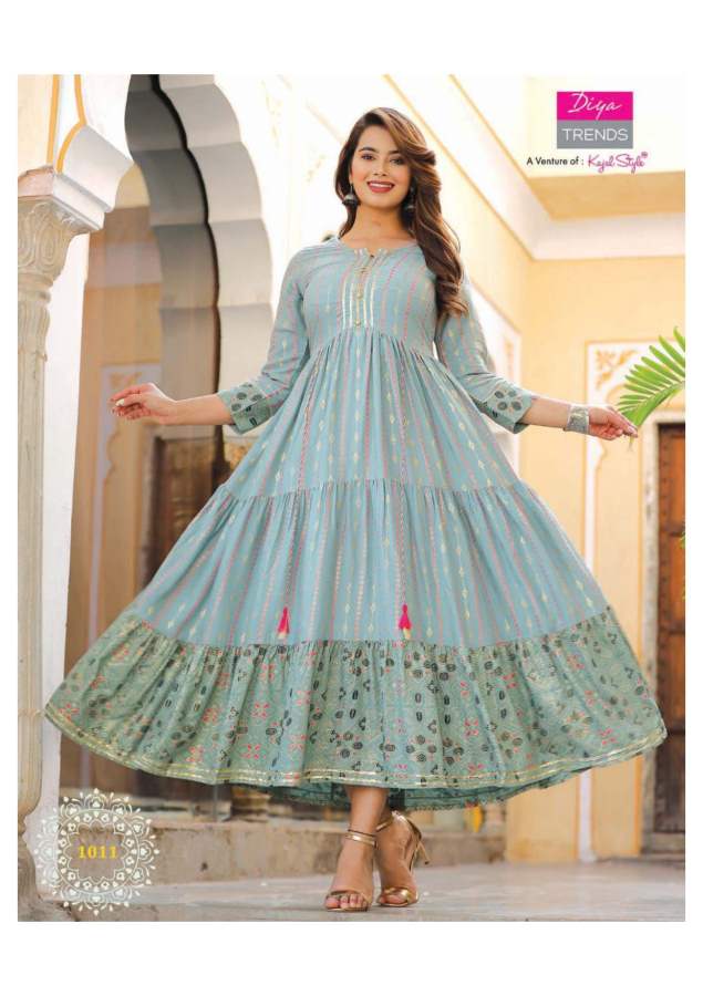 Diya Trends Groom Vol  1 Fancy Rayon Designer  Long Anarkali Kurti Catalog