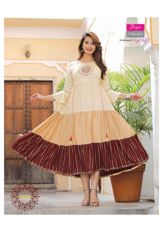Diya Trends Groom Vol  1 Fancy Rayon Designer  Long Anarkali Kurti Catalog