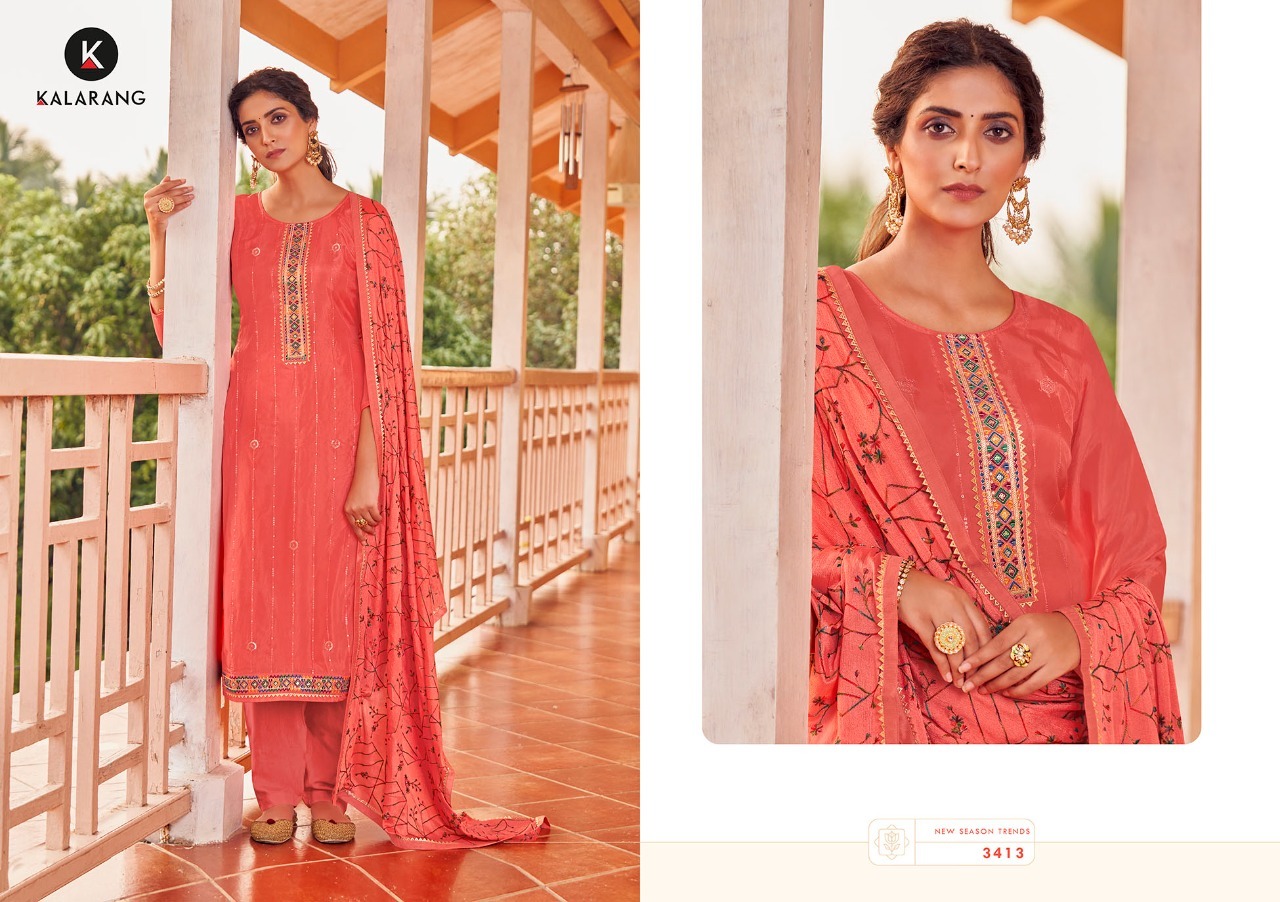 Kalarang Gazal Beautiful Silk Embroidery Festive Wear Dress Material Catalog