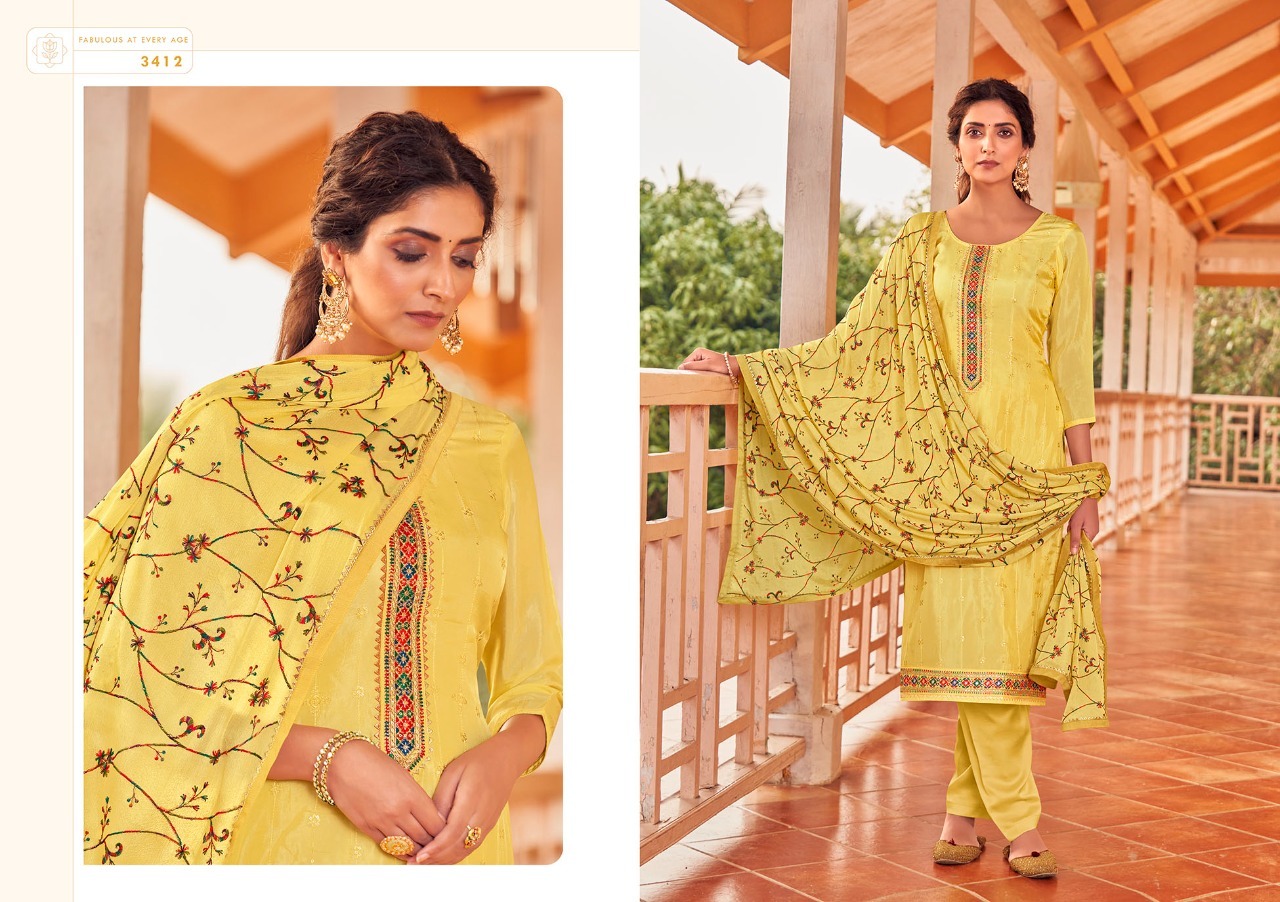Kalarang Gazal Beautiful Silk Embroidery Festive Wear Dress Material Catalog