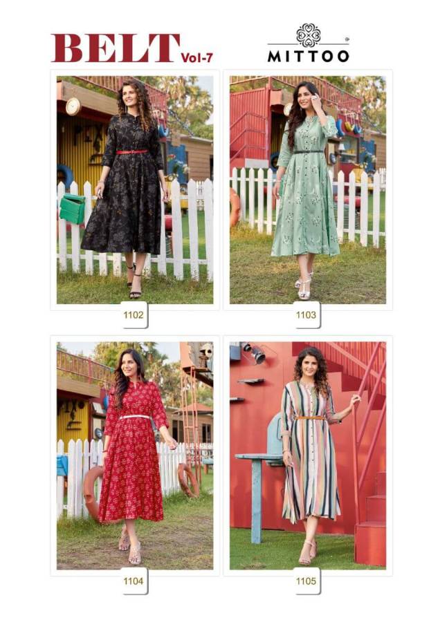 Mittoo Belt Vol 7 Designer Kurti With Belt Catalog
