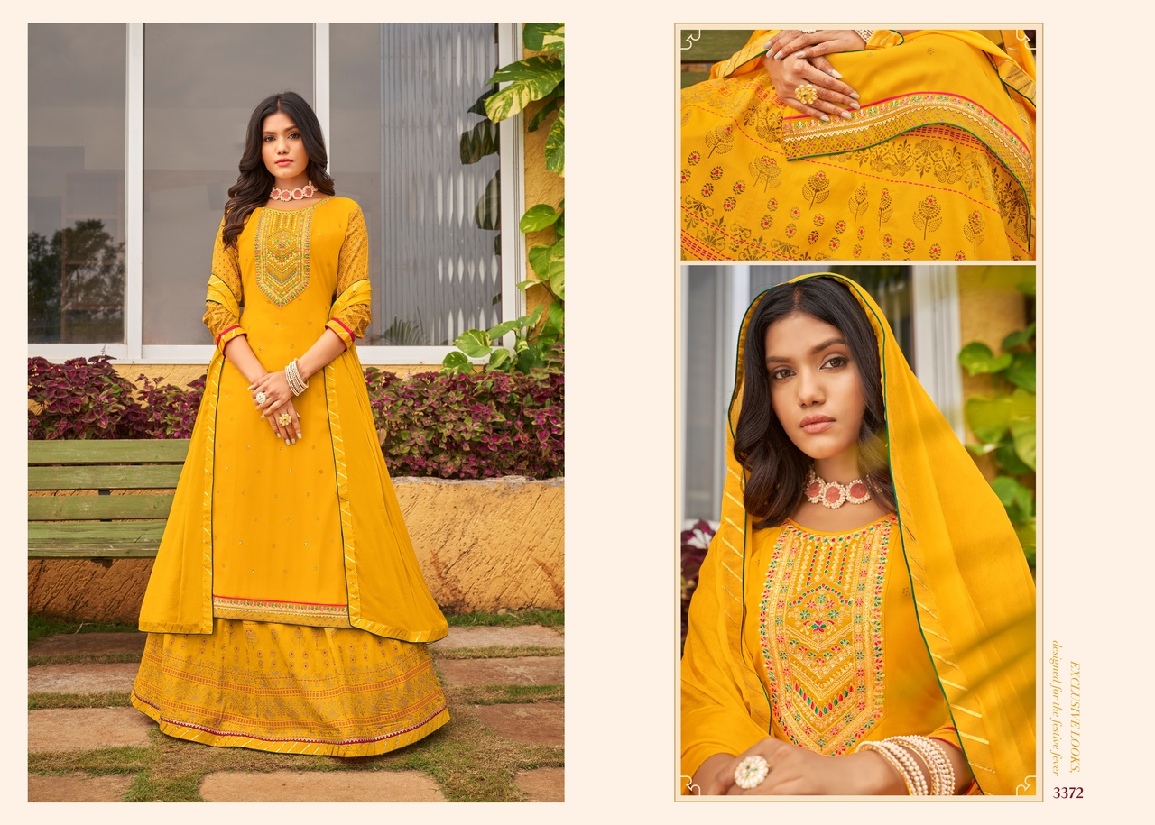 Rangoon Nirja Heavy Rayon Ready Made For Wedding  Top Bottom  With Duptta Catalog