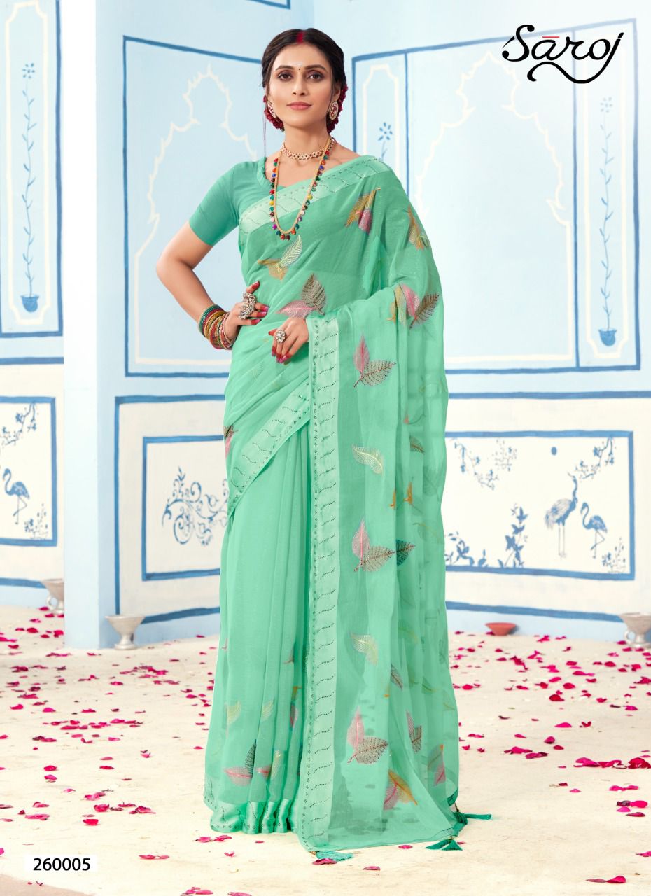 Saroj Advika Festive Wear Embroidery Saree Catalog