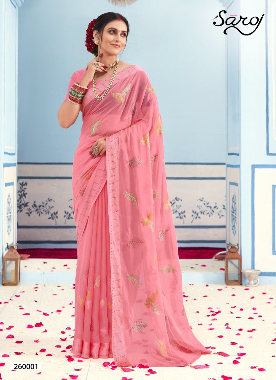 Saroj Advika Festive Wear Embroidery Saree Catalog