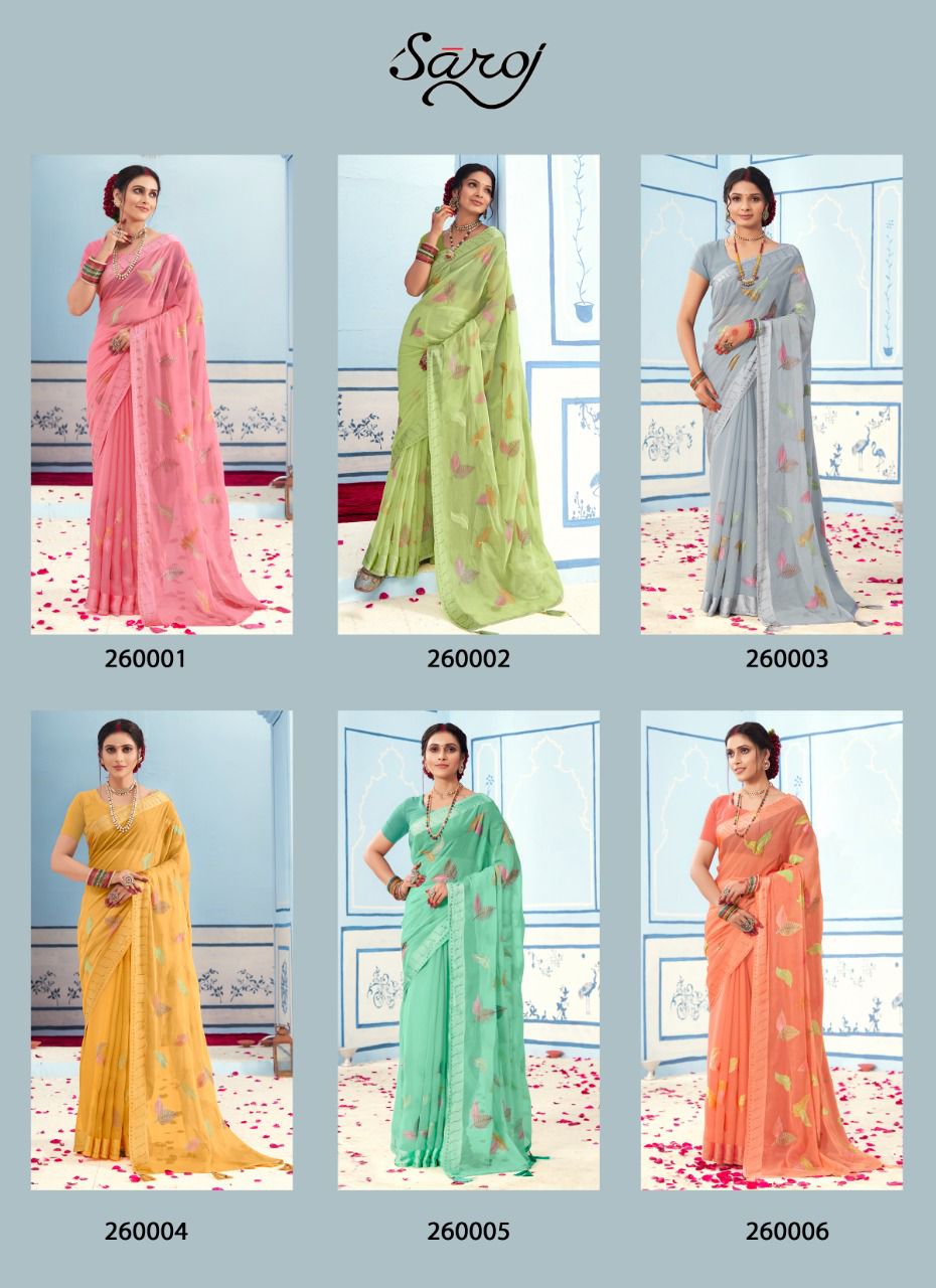 Saroj Advika Festive Wear Embroidery Saree Catalog