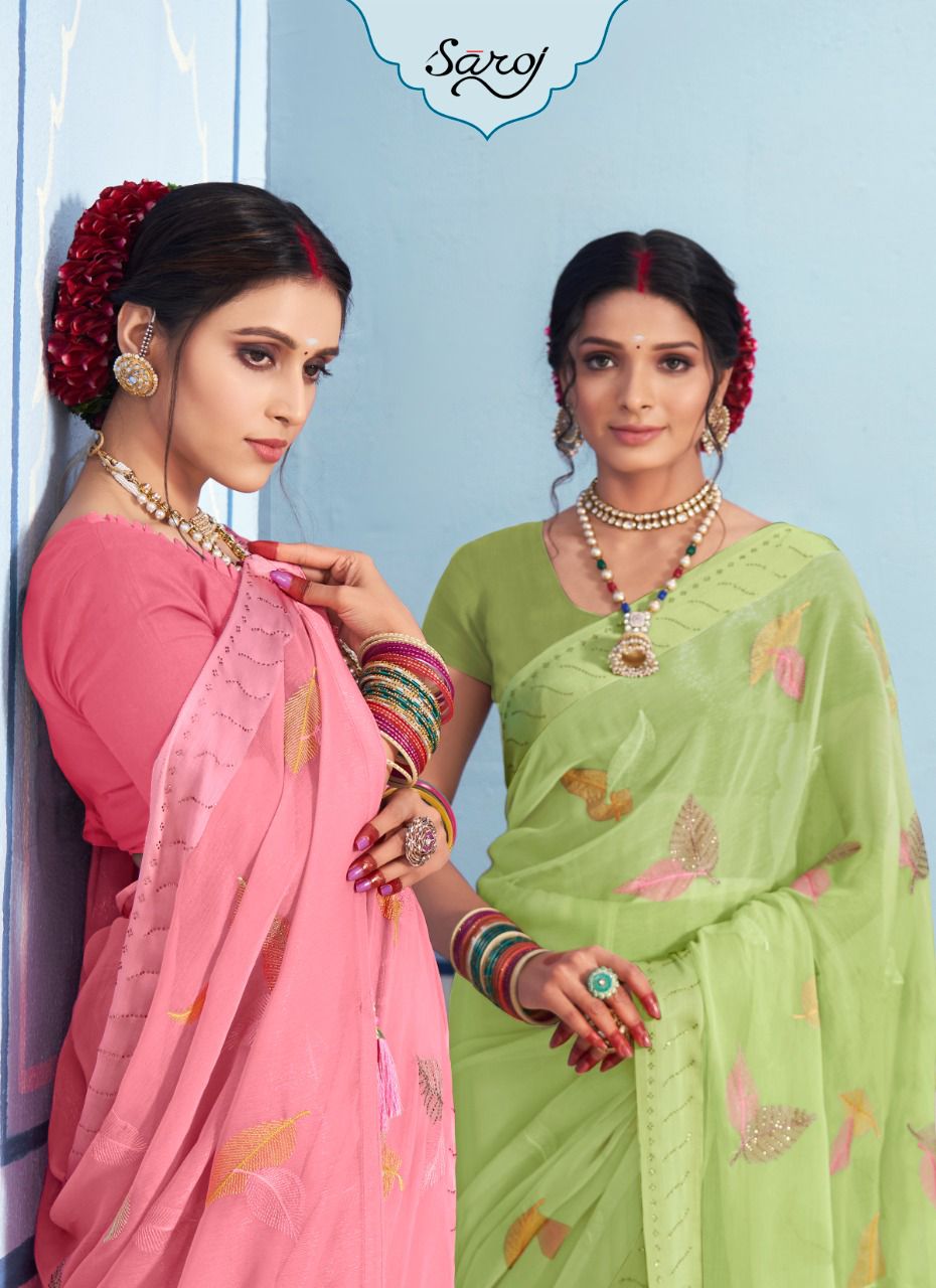 Saroj Advika Festive Wear Embroidery Saree Catalog