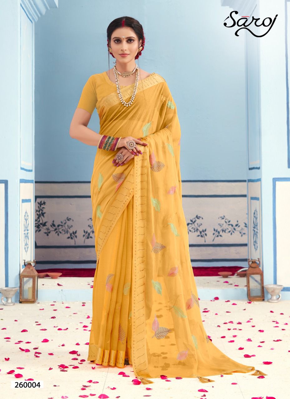 Saroj Advika Festive Wear Embroidery Saree Catalog