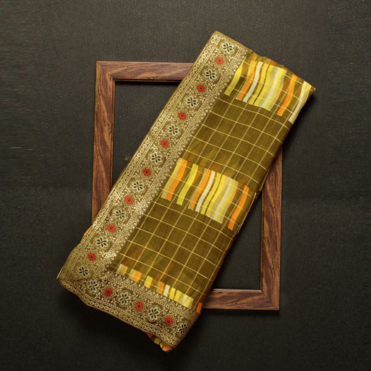 Ynf Tartan Casual Wear Georgette Sarees Catalog