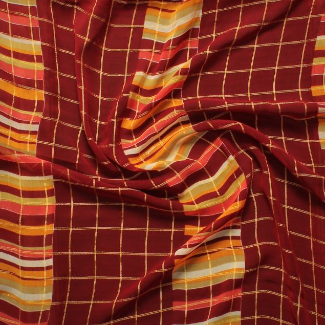 Ynf Tartan Casual Wear Georgette Sarees Catalog