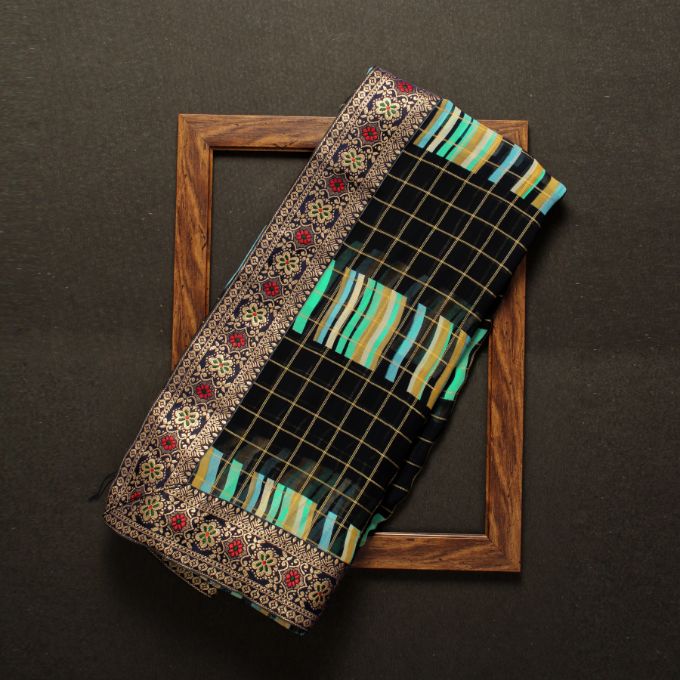Ynf Tartan Casual Wear Georgette Sarees Catalog