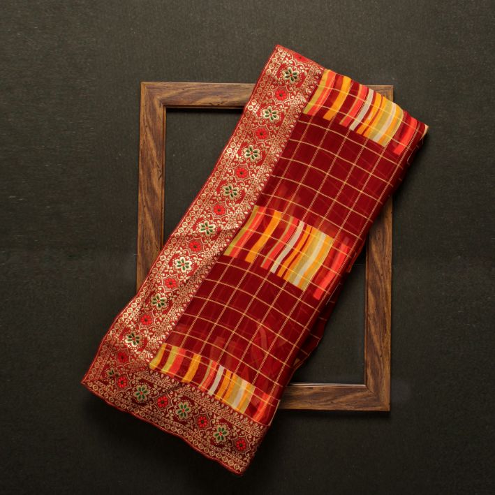 Ynf Tartan Casual Wear Georgette Sarees Catalog