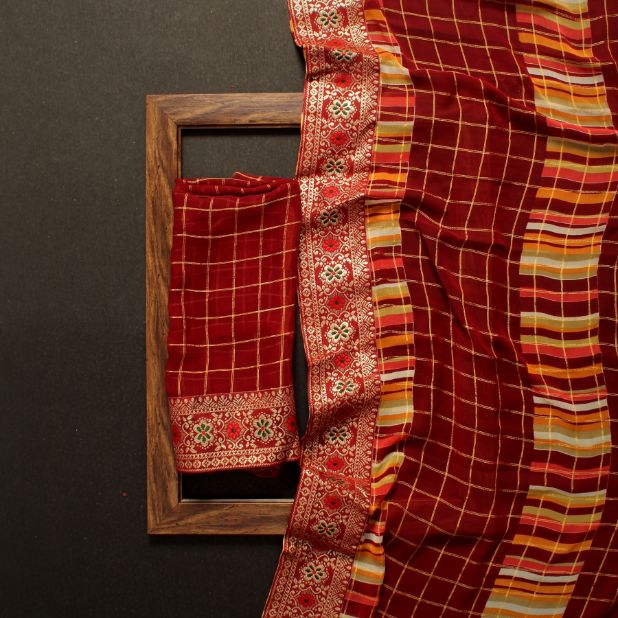 Ynf Tartan Casual Wear Georgette Sarees Catalog