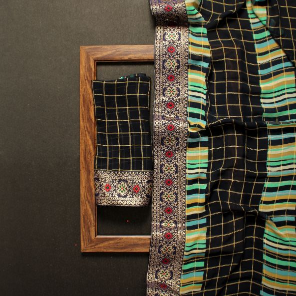 Ynf Tartan Casual Wear Georgette Sarees Catalog