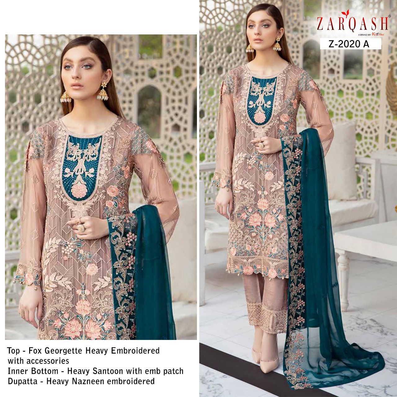 Zarqash Ramsha Colors 2020 Georgette Pakistani Salwar Suits Catalog
