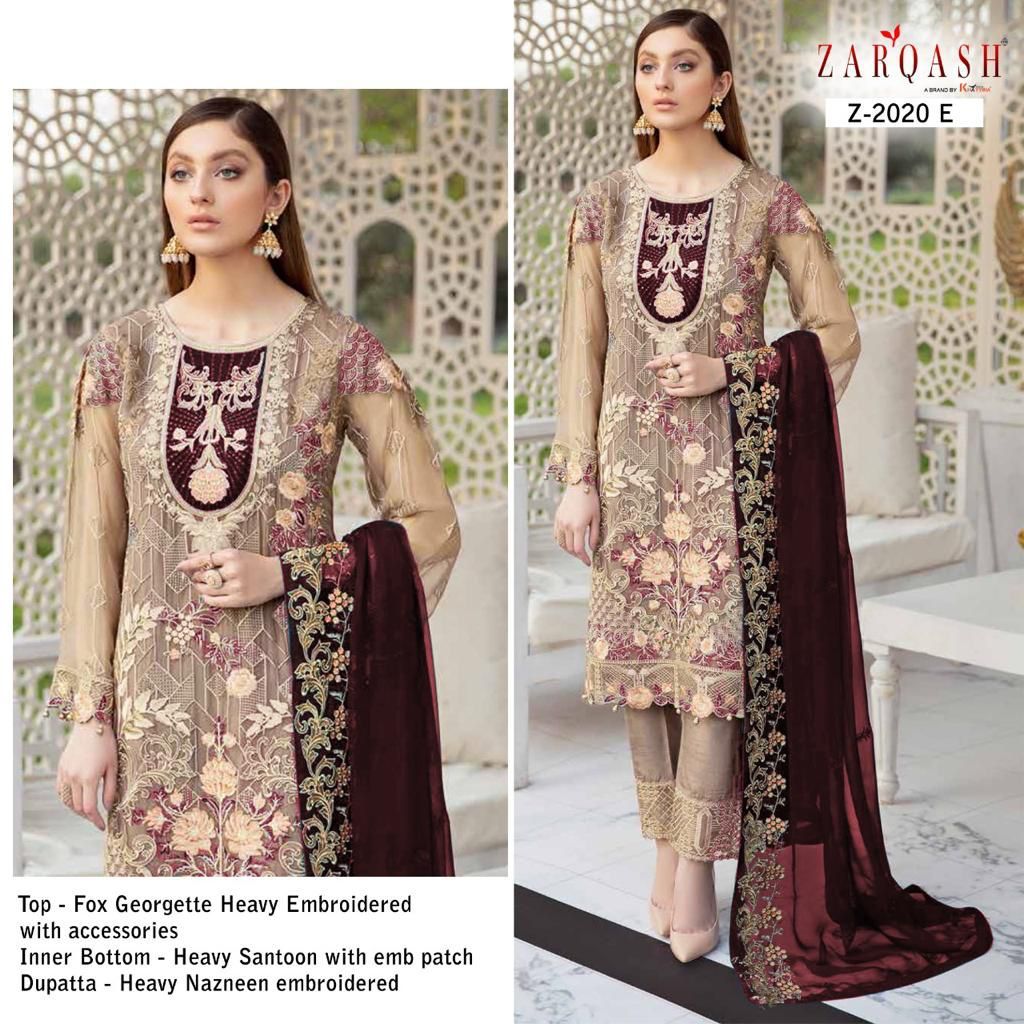 Zarqash Ramsha Colors 2020 Georgette Pakistani Salwar Suits Catalog