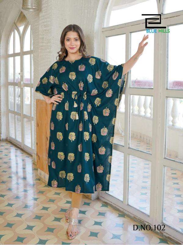 Blue Hills Pushpa Designer  Kaftan Style Kurti catalog