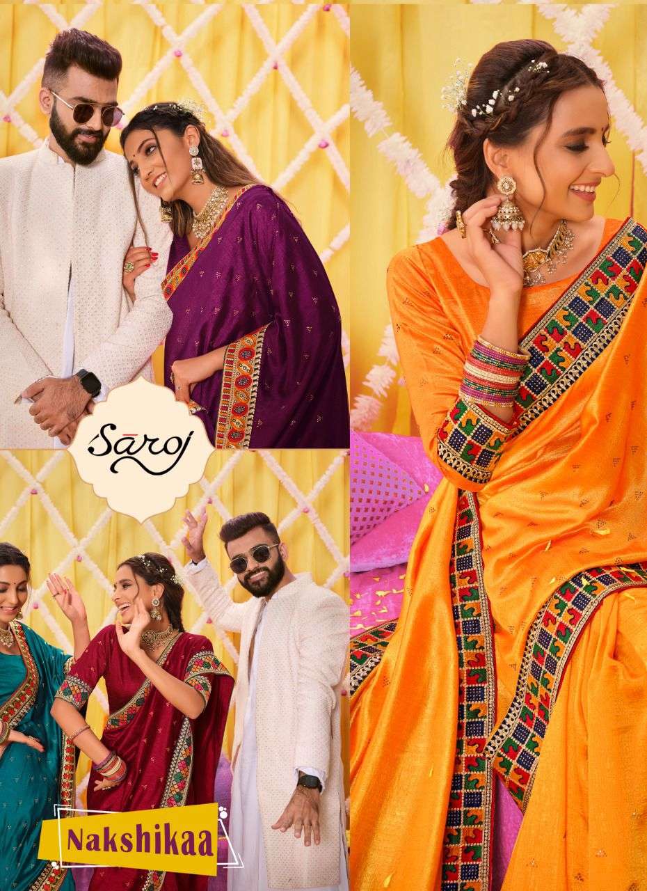 Saroj Nakshikaa Party Wear Vichitra Silk Sarees Catalog