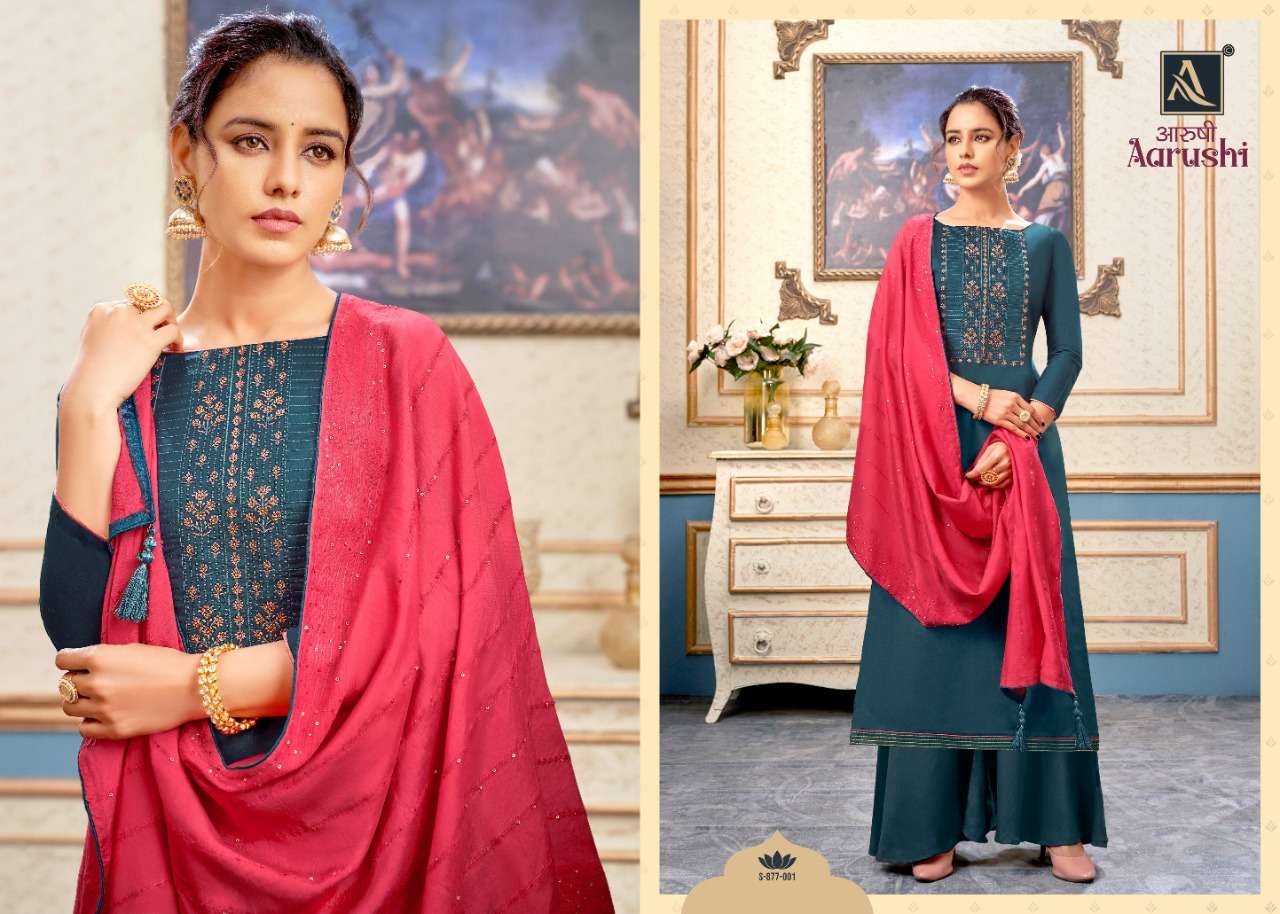 Alok Aarushi Catalog Pure Jam Cotton Embroidery Designer Wear Dress Materials 