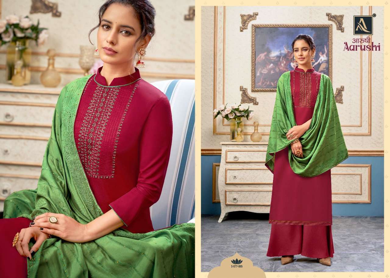 Alok Aarushi Catalog Pure Jam Cotton Embroidery Designer Wear Dress Materials 