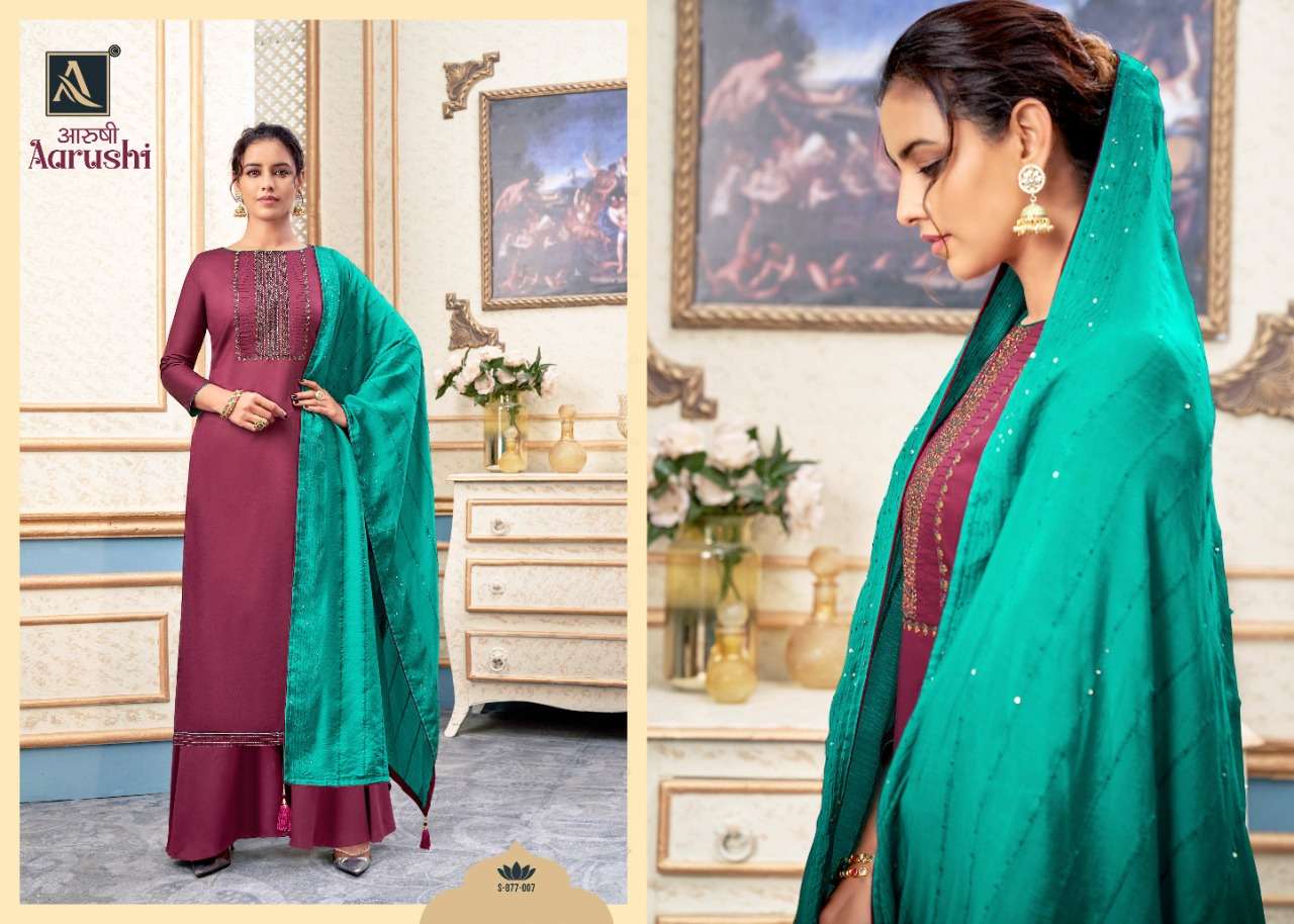 Alok Aarushi Catalog Pure Jam Cotton Embroidery Designer Wear Dress Materials 