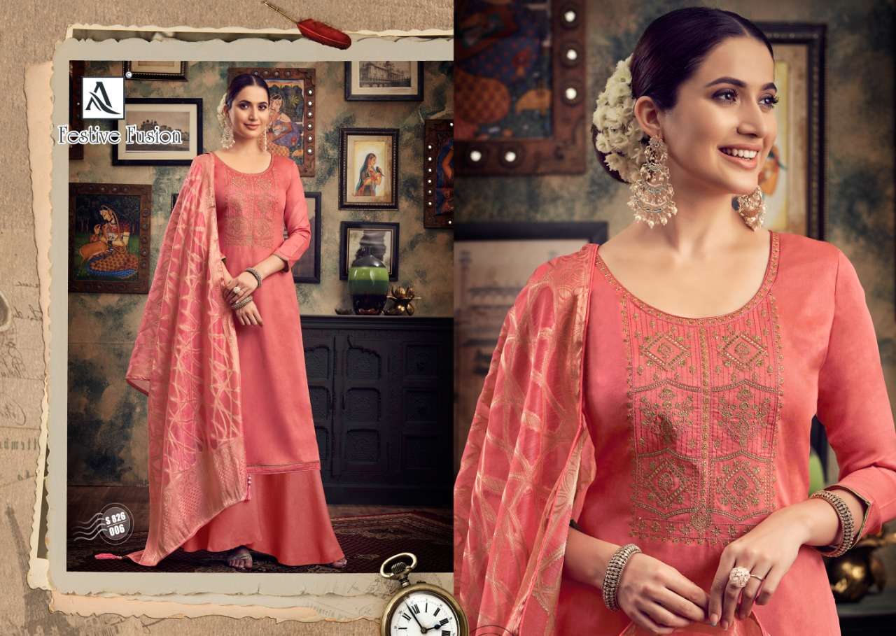 Alok Festive Fusion Catalog Designer Wear Pure Jam Cotton Dress Materials