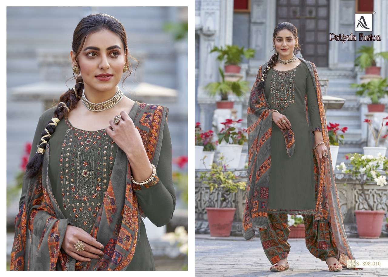 Alok Patiyala Fusion Catalog Designer Wear Ladies Dress Materials 