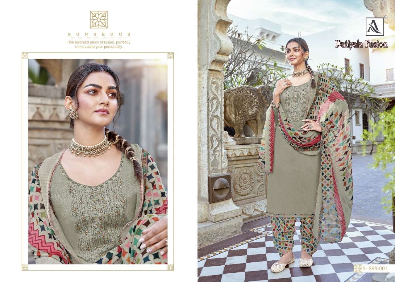 Alok Patiyala Fusion Catalog Designer Wear Ladies Dress Materials 