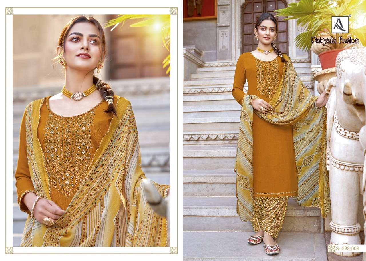 Alok Patiyala Fusion Catalog Designer Wear Ladies Dress Materials 