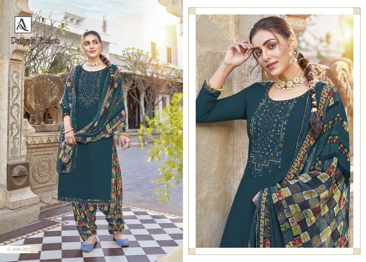 Alok Patiyala Fusion Catalog Designer Wear Ladies Dress Materials 