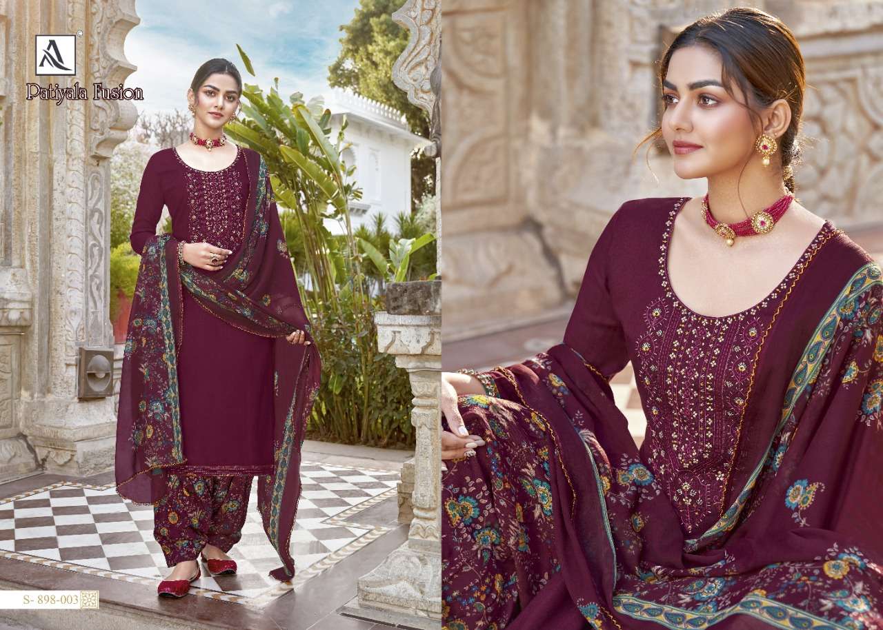 Alok Patiyala Fusion Catalog Designer Wear Ladies Dress Materials 