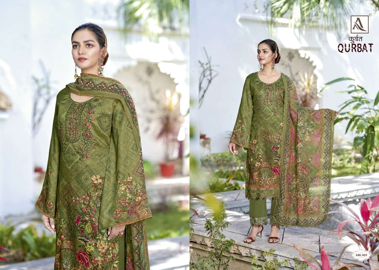 Alok Qurbat Catalog Cotton Embroidery Pakistani Printed Unstitched Dress Materials 