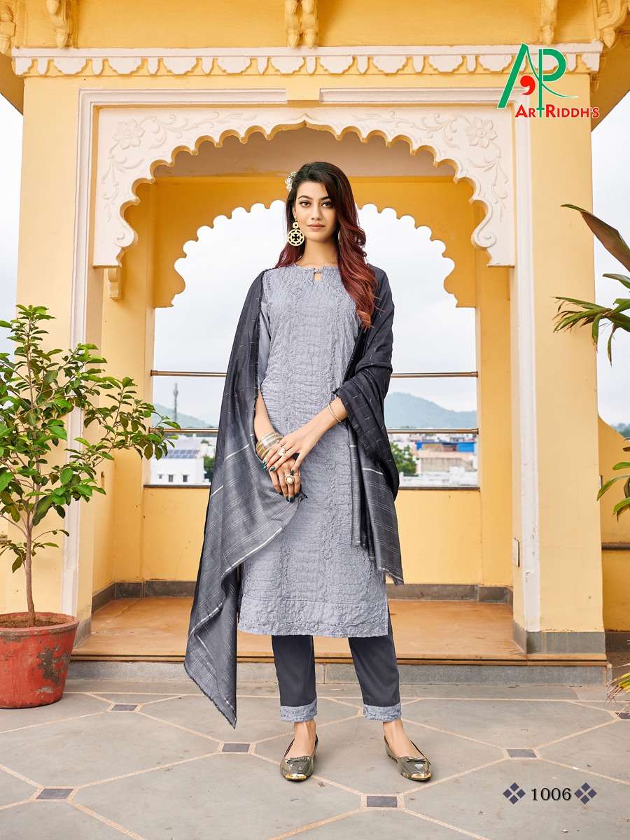 Artriddhs Ferin Catalog Lucknowi Embroidery Work Readymade Top Bottom And Dupatta
