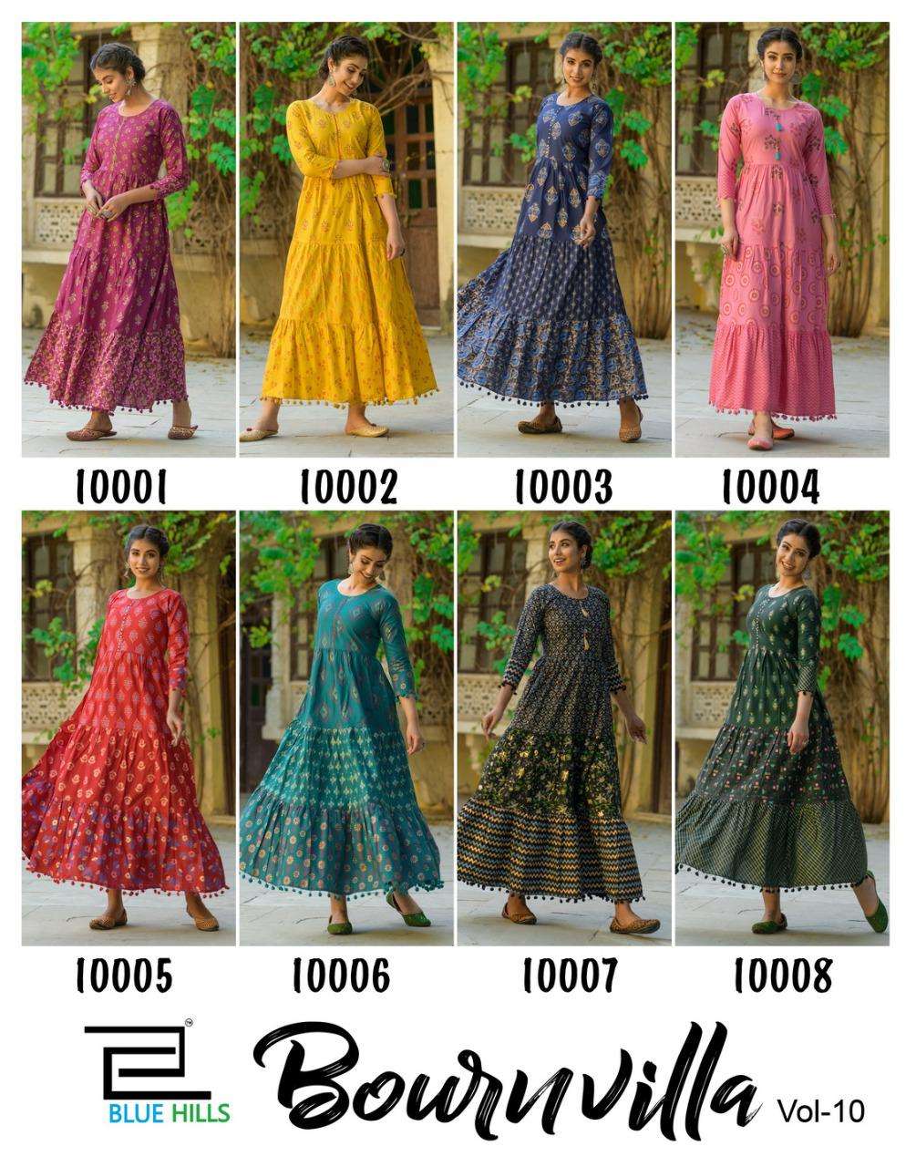 Blue Hills Bournvilla vol  10 catalog  Heavy Cotton Cambric Long Gown Kurtis 