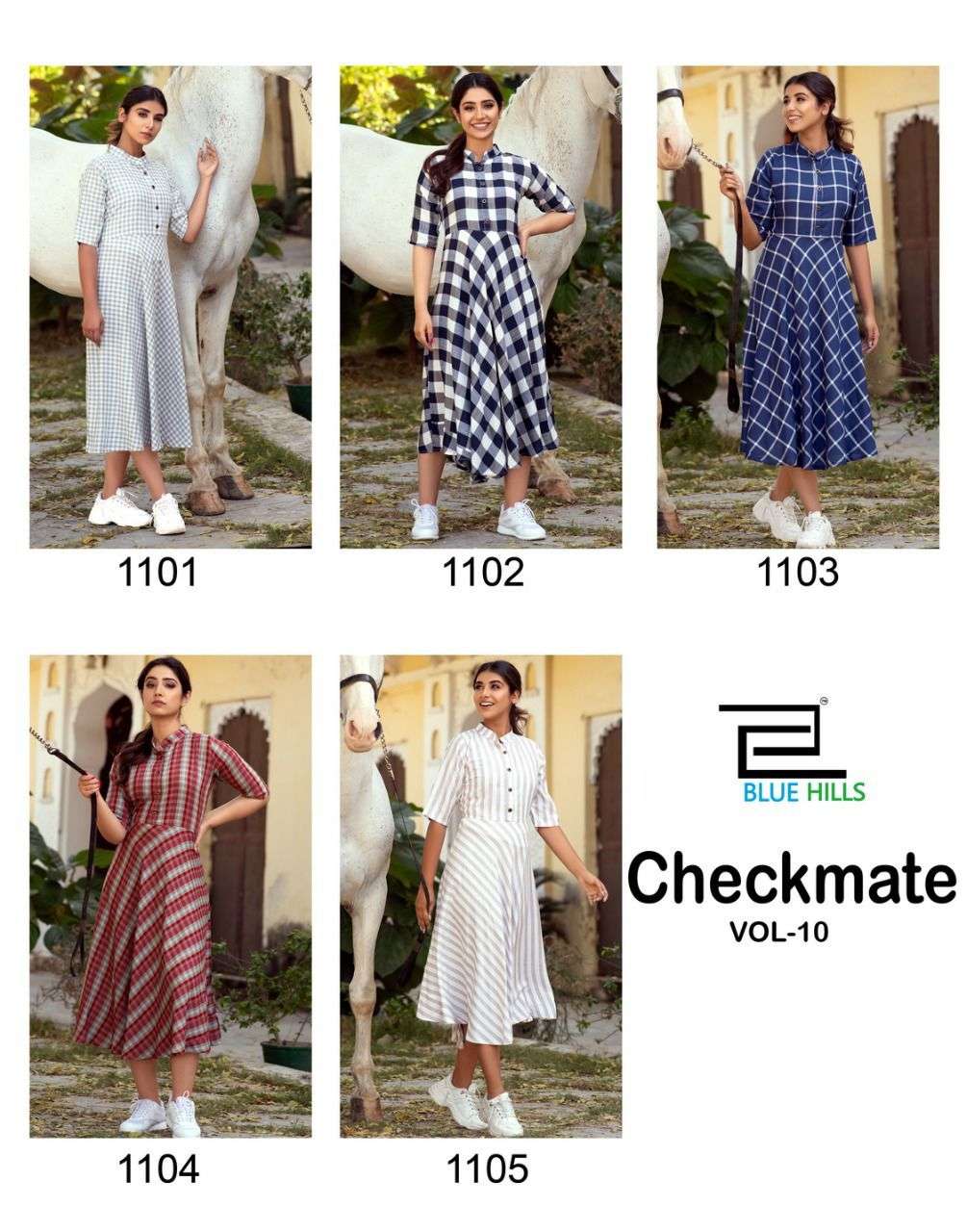 Blue Hills Checkmate Vol 10 Catalog Party Wear Heavy Rayon  Long Anarkali Kurtis