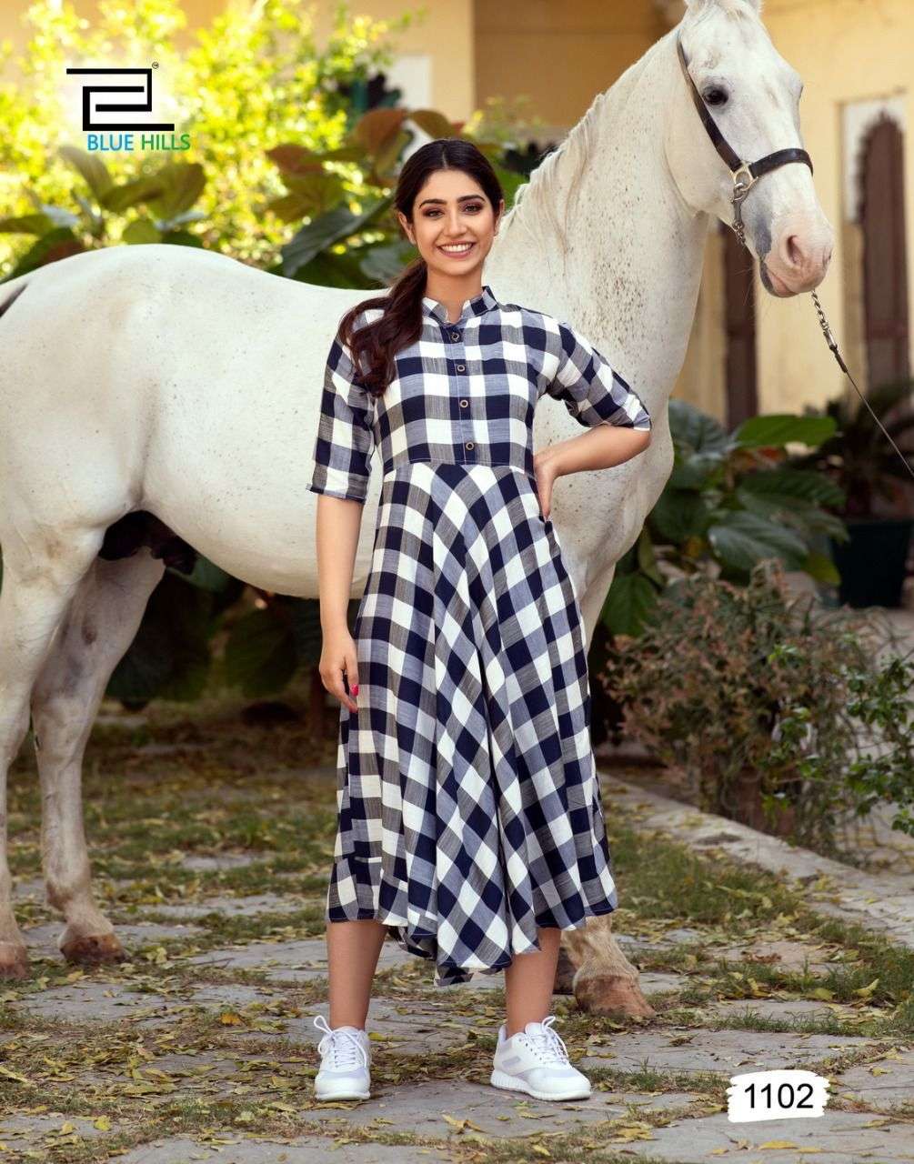 Blue Hills Checkmate Vol 10 Catalog Party Wear Heavy Rayon  Long Anarkali Kurtis