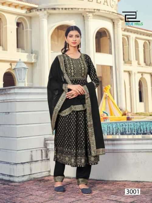 Blue Hills Manika Mage Hithe Vol 3 Catalog Rayon Designer Kurti Bottom and Dupatta