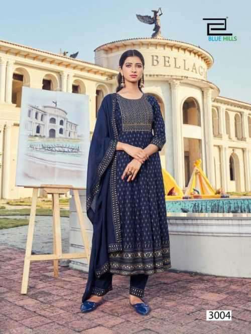 Blue Hills Manika Mage Hithe Vol 3 Catalog Rayon Designer Kurti Bottom and Dupatta