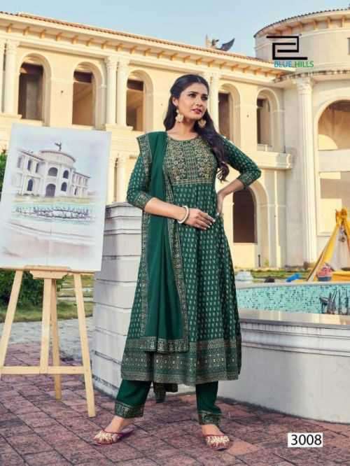 Blue Hills Manika Mage Hithe Vol 3 Catalog Rayon Designer Kurti Bottom and Dupatta