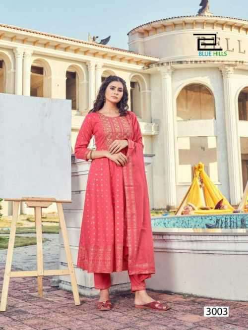 Blue Hills Manika Mage Hithe Vol 3 Catalog Rayon Designer Kurti Bottom and Dupatta