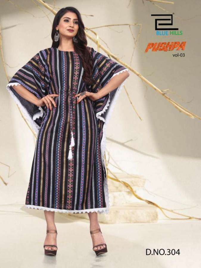 Blue Hills pushpa Vol 3  catalog Designer Printed Kaftan 