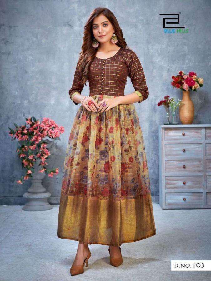 Blue Hills Style 4 You catalog  Organza Printed Long Kurti Catalog