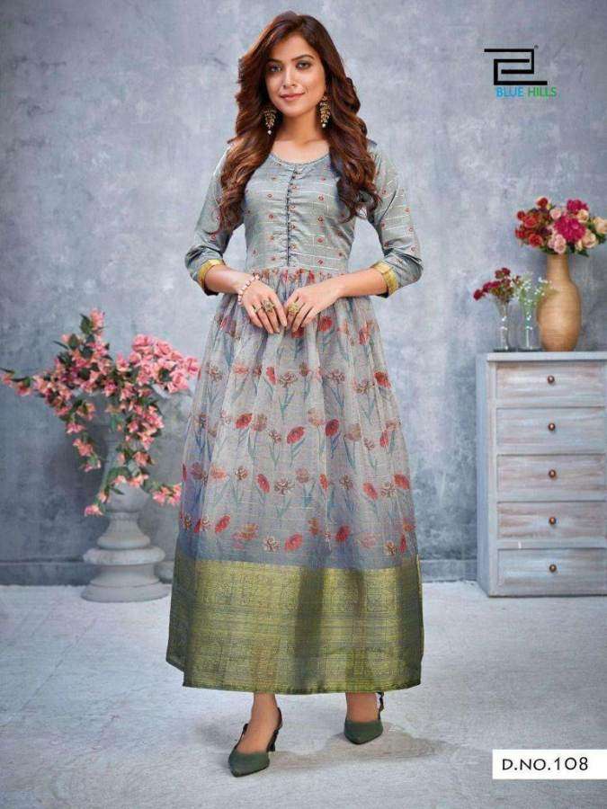 Blue Hills Style 4 You catalog  Organza Printed Long Kurti Catalog