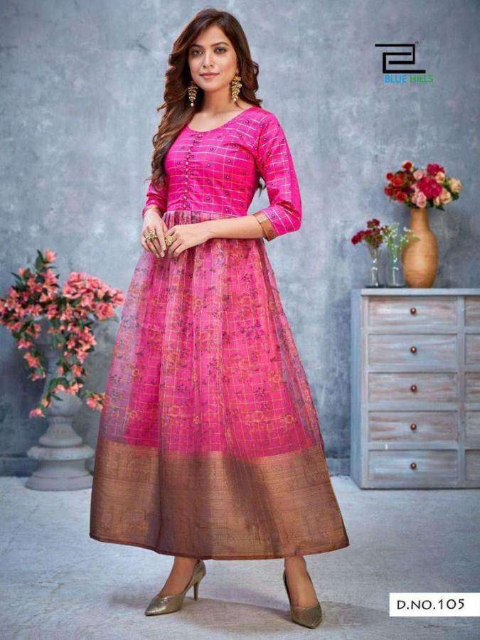 Blue Hills Style 4 You catalog  Organza Printed Long Kurti Catalog